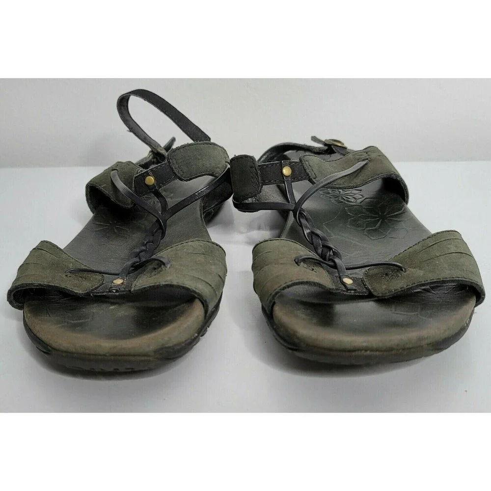 MERRELL Womens‎ Size 7 Braided Black Slip On Strappy Sandals Shoes